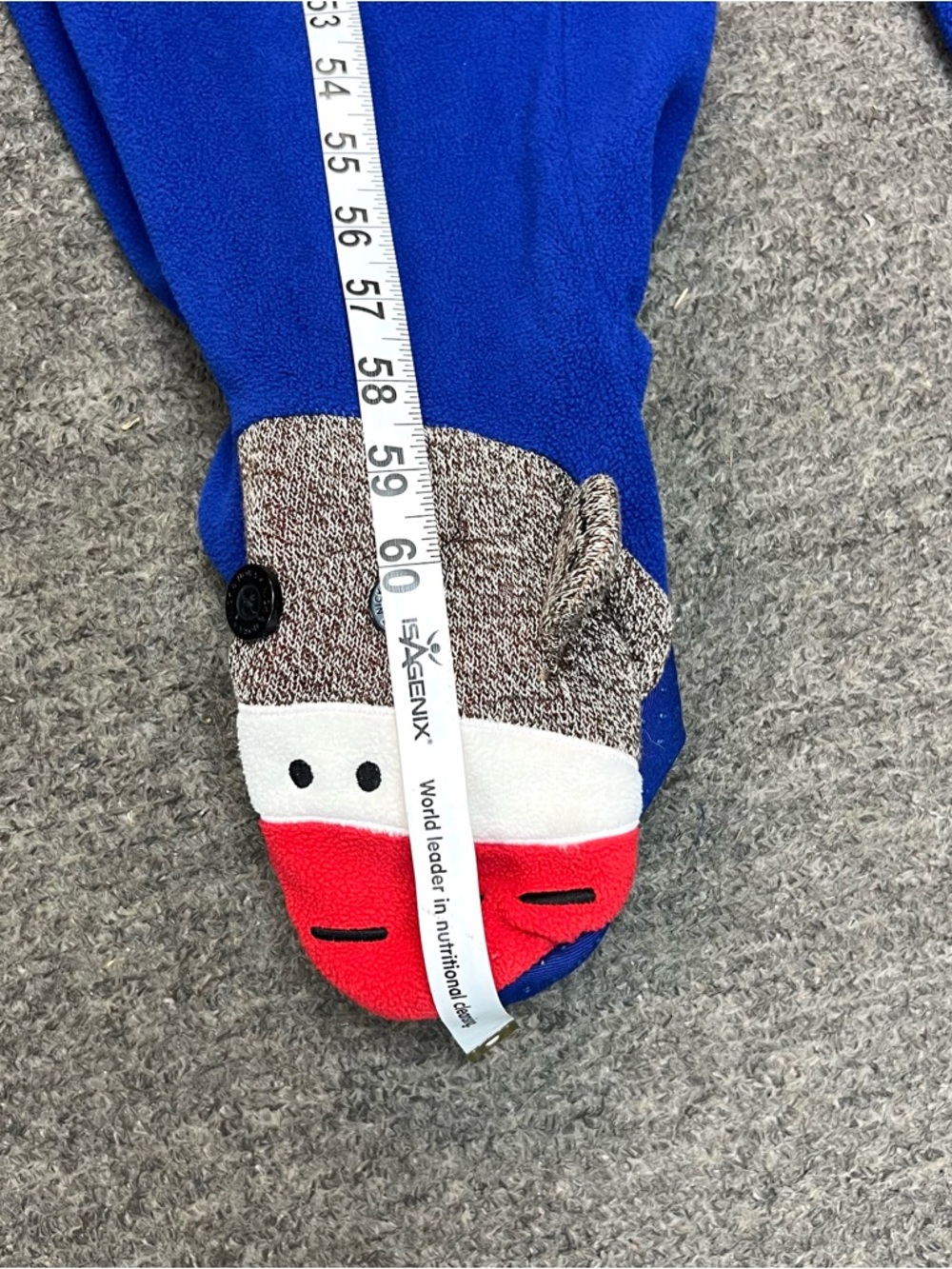 Nick & Nora Sleepwear Women’s Blue One Piece Pajamas Sock Monkey Footed XL Retro - Picture 10 of 11